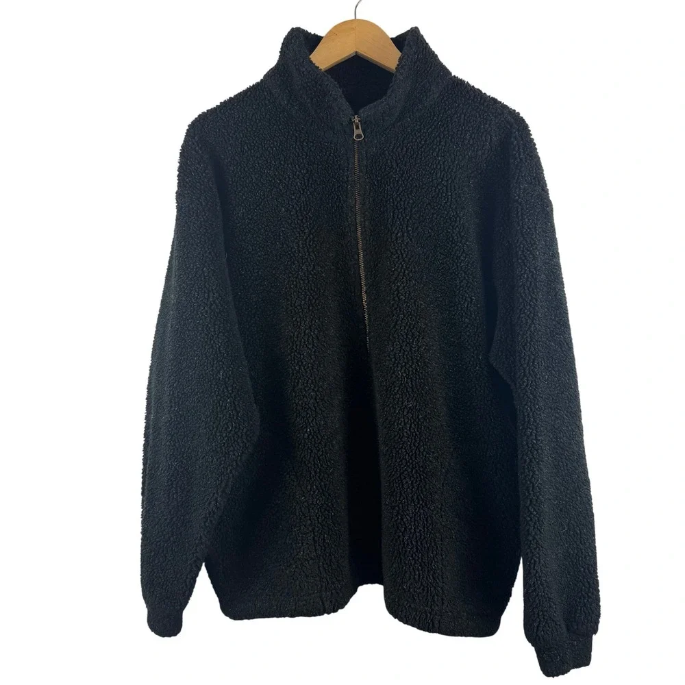 MUSKOKA LAKES fuzzy fleece black 1/4 zip pullover sweater - XL‎